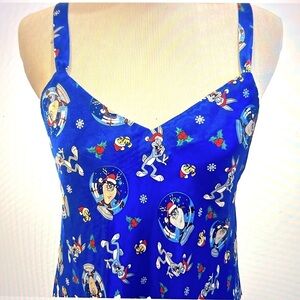 Looney Tunes Christmas Satin Chemise Nightgown Small